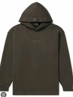 ESSENTIALS Men's Olive Green Pullover Hoodie Small